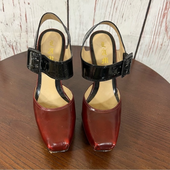 L.A.M.B. by Gwen Stefani HAMURA women’s Platform Heels  Black red Vintage Y2K 7B - Picture 11 of 17